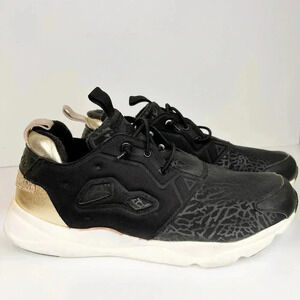 Reebok Furylite Running Shoes, Size 10, Black pattern, Metallic  Gold, sneakers